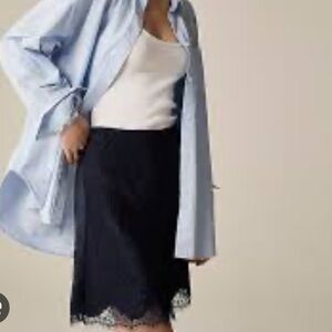 J. Crew Gwen lace-trim slip skirt in textured satin